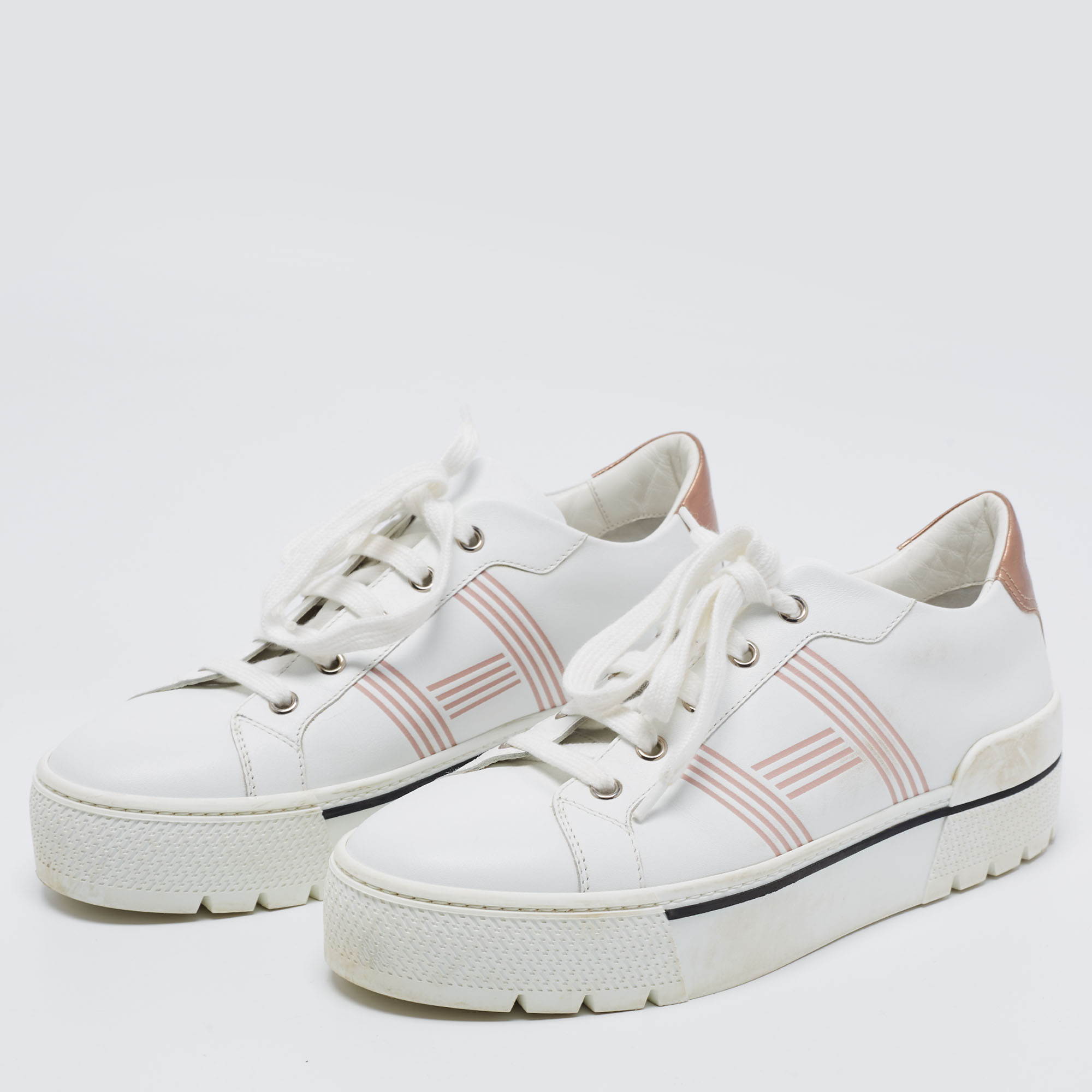 

Hermes White Leather Dare Low Top Sneakers Size