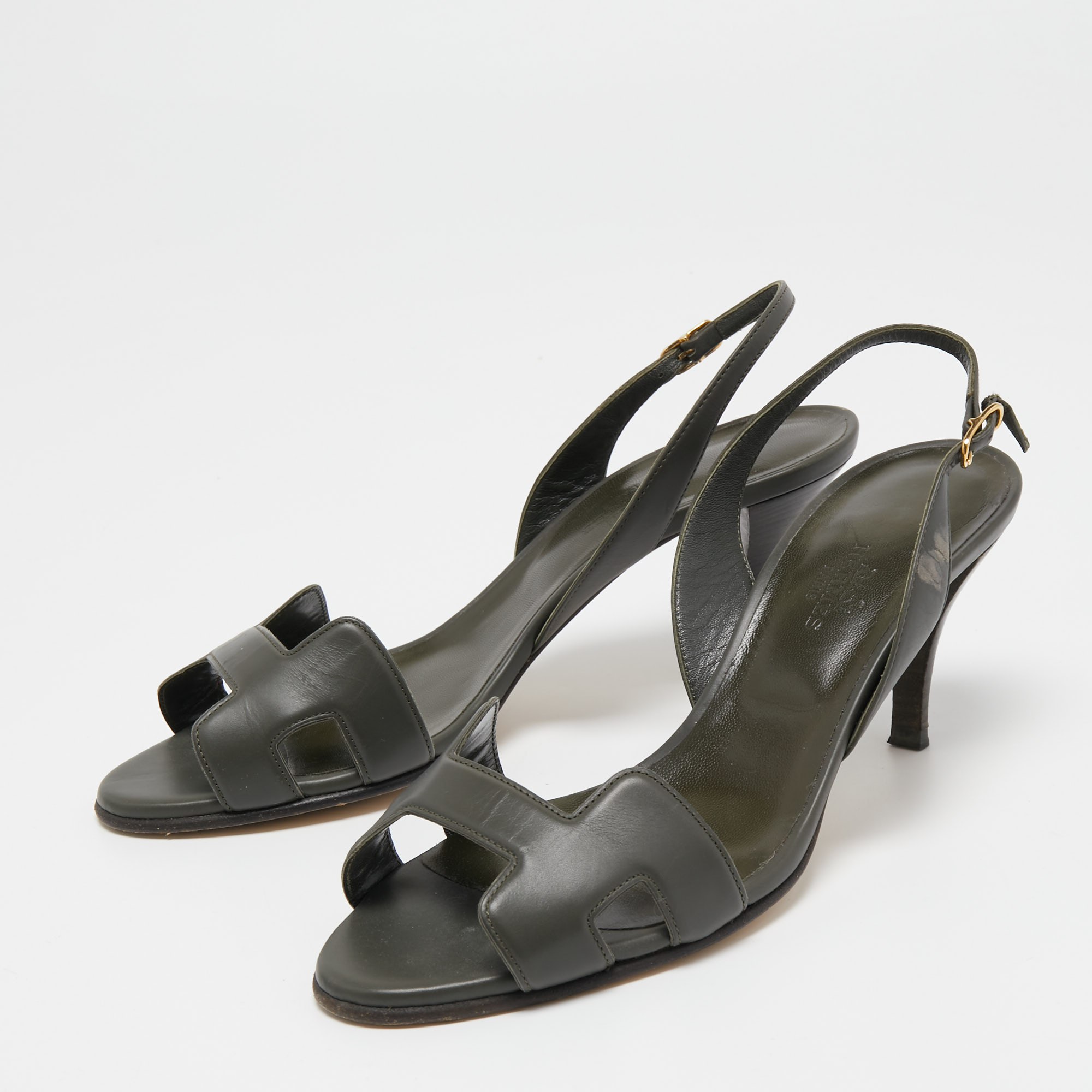 

Hermes Dark Green Leather Night Slingback Sandals Size