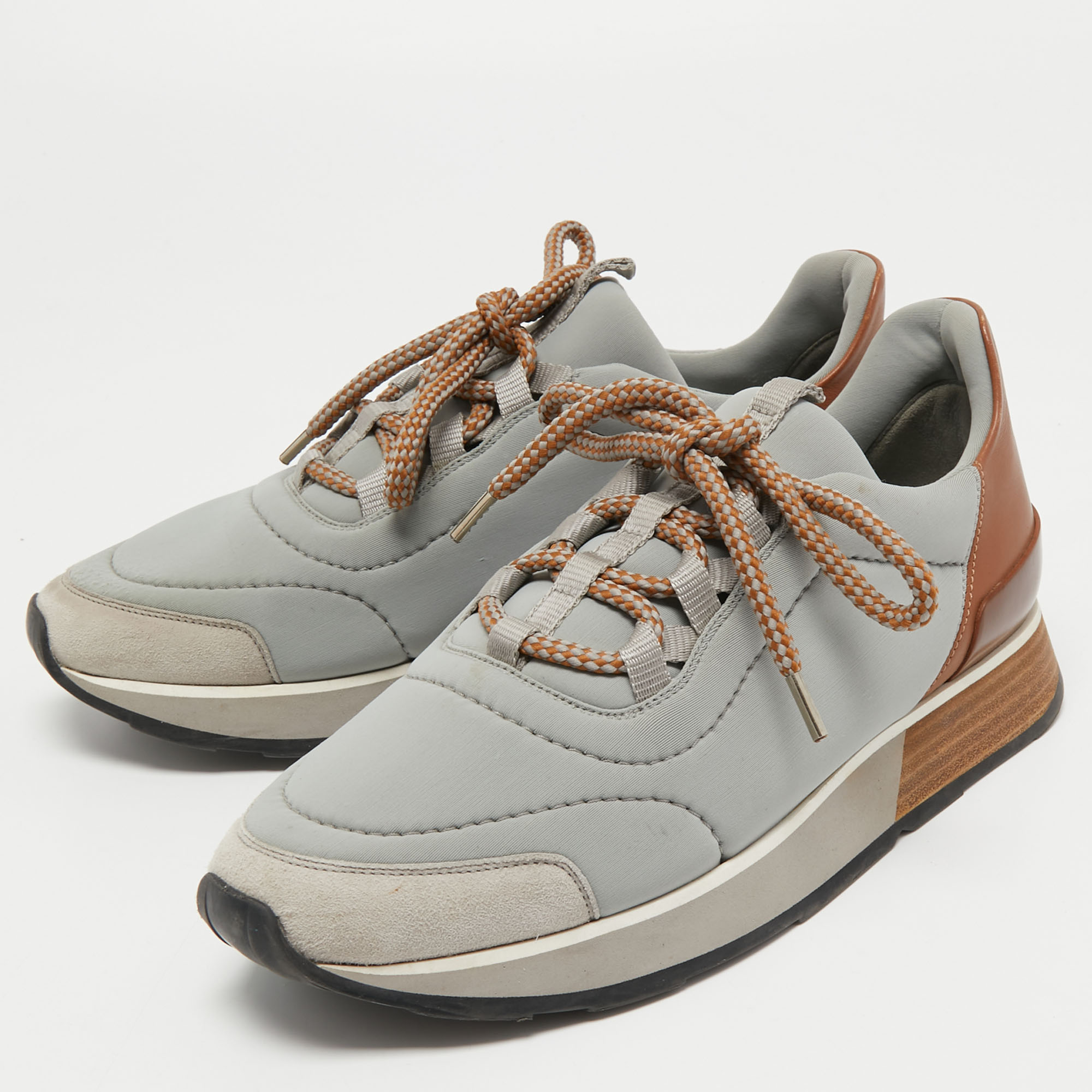 

Hermes Tricolor Neoprene and Leather Miles Sneakers Size, Grey