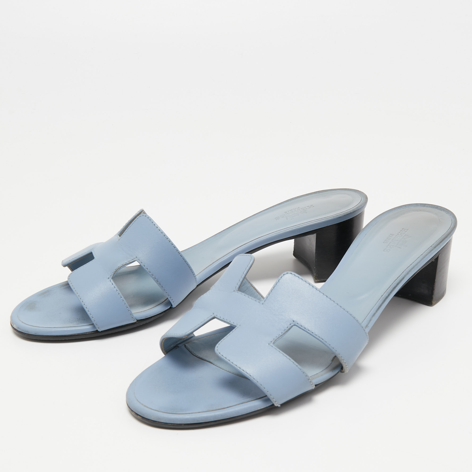 

Hermes Blue Leather Oasis Sandals Size
