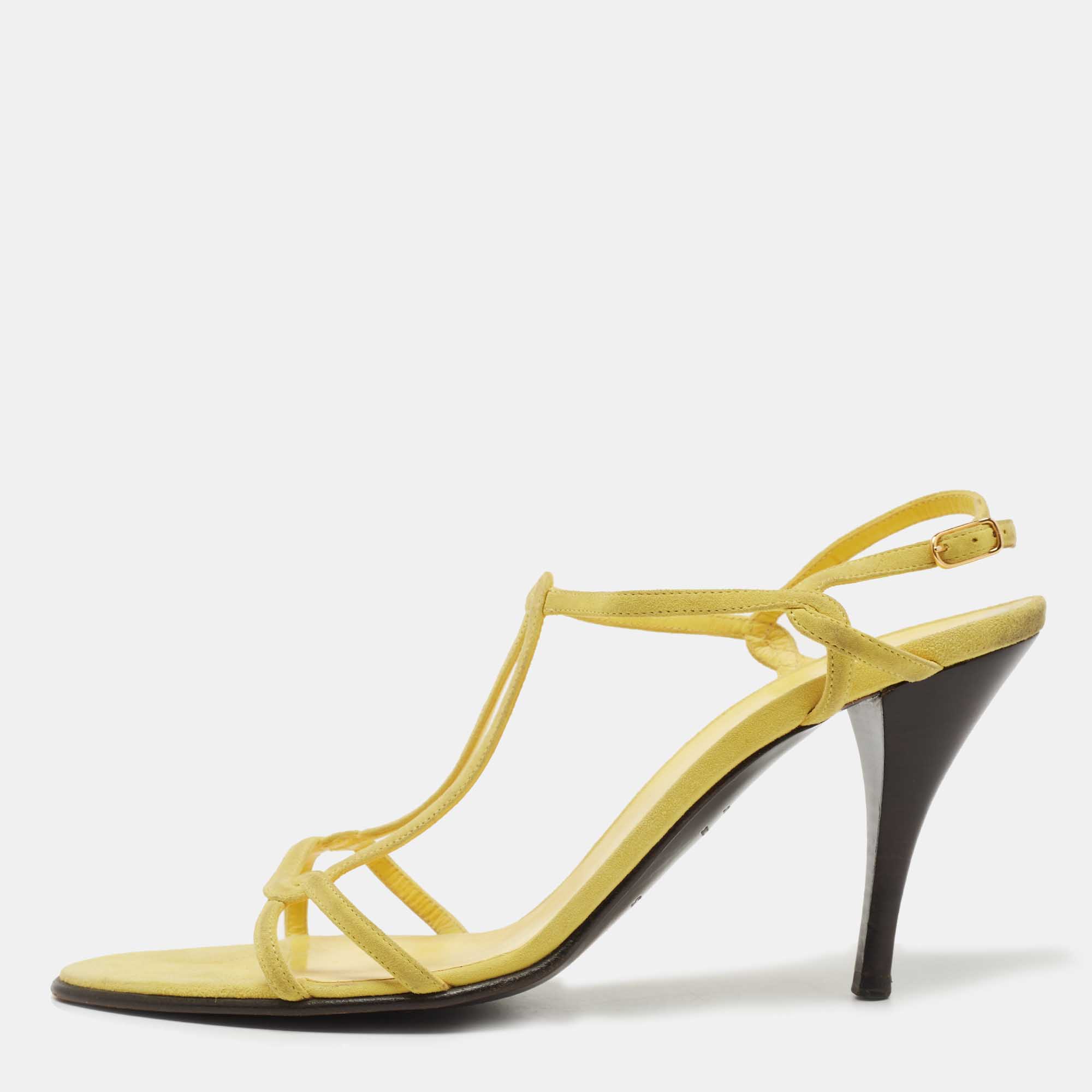 

Hermes Yellow Suede Strappy Sandals Size