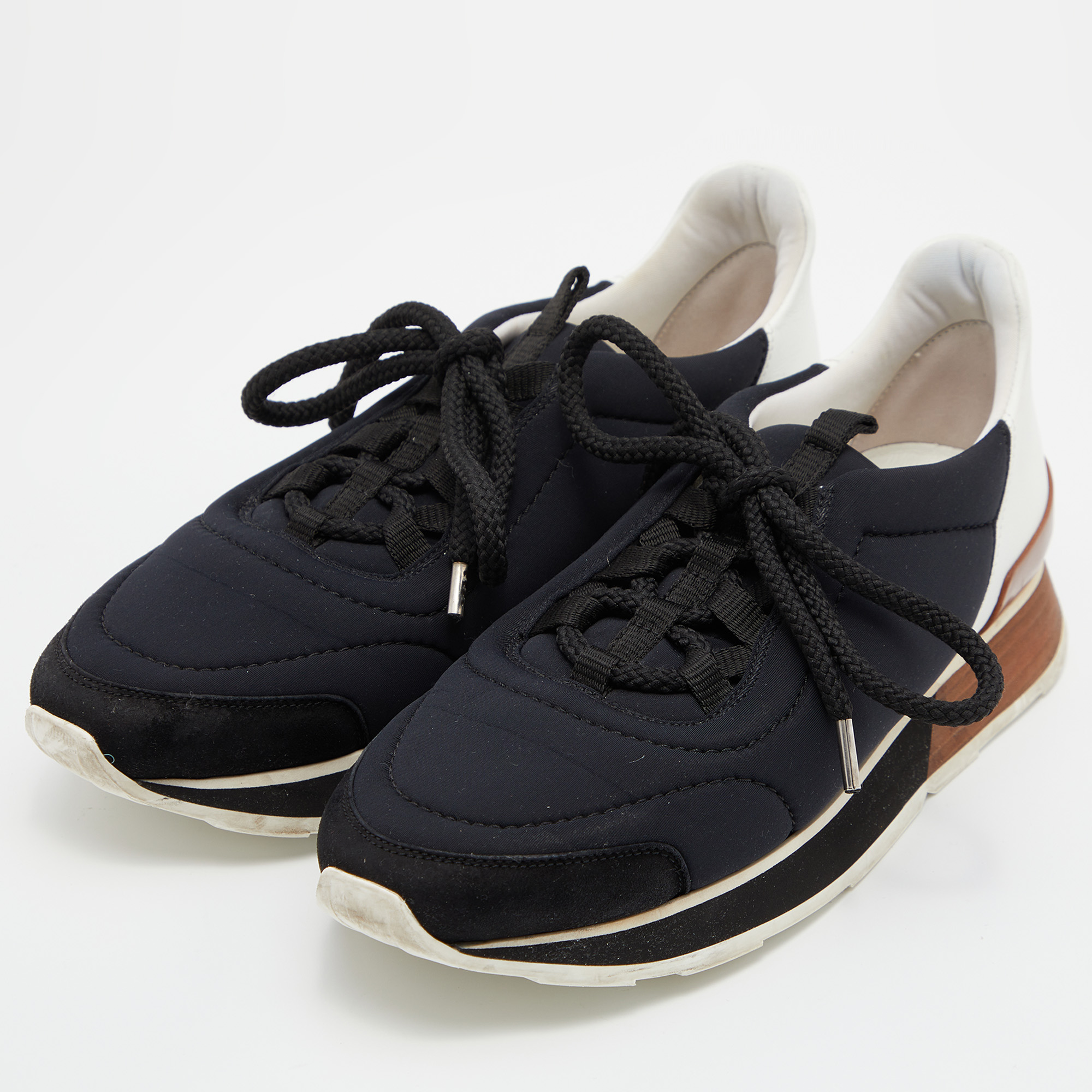 

Hermes Black/White Nylon, Suede and Leather Buster Sneakers Size