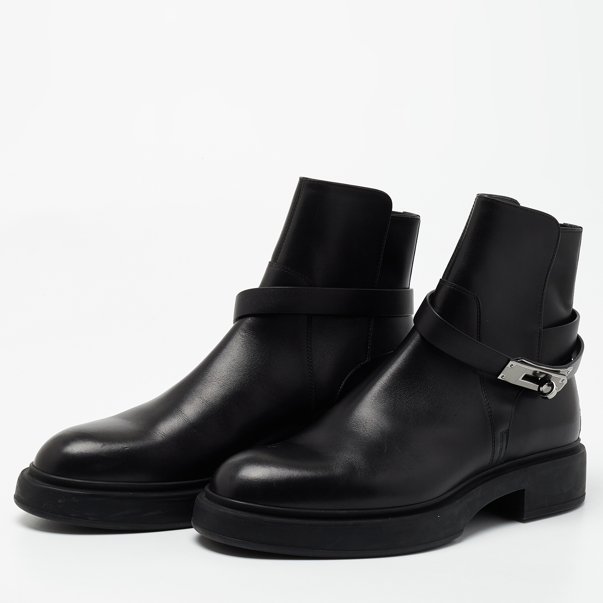 

Hermes Black Leather Neo Ankle Boots Size
