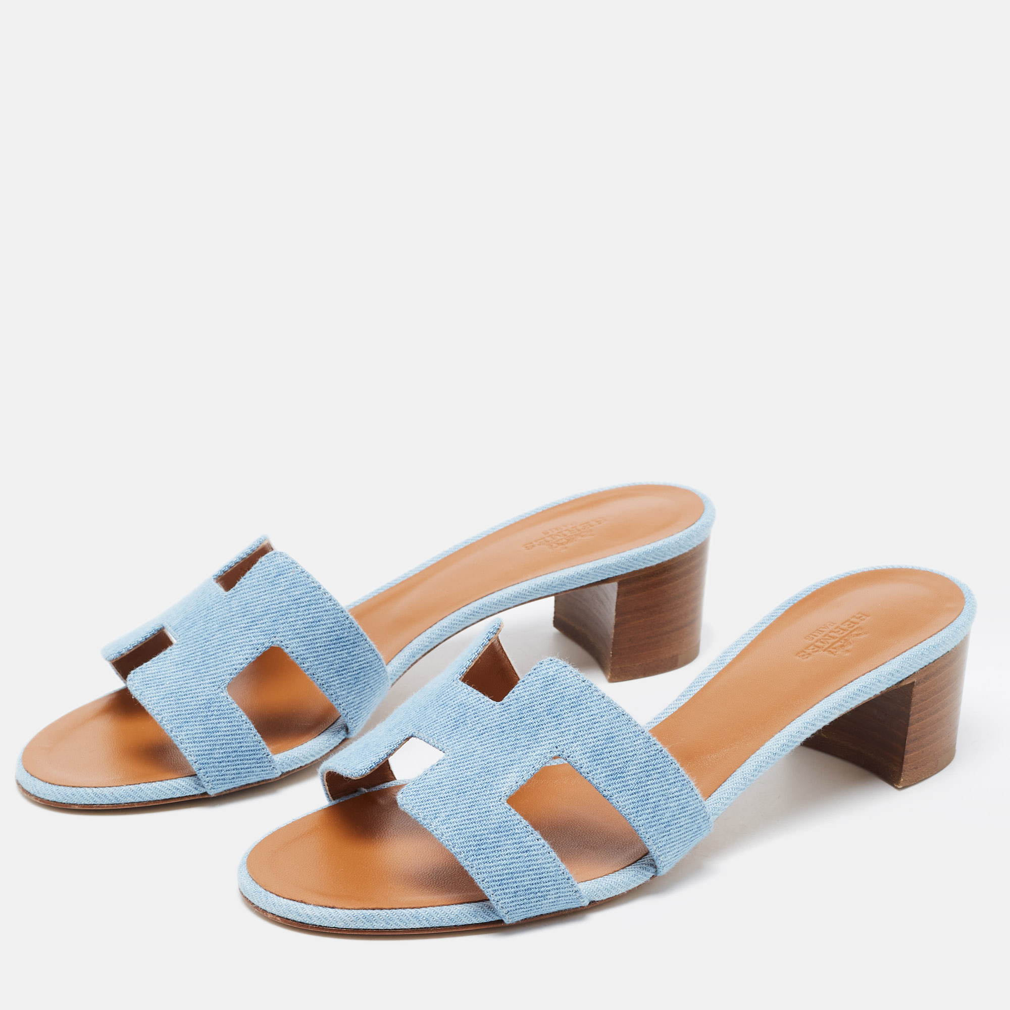 

Hermes Blue Denim Oasis Slide Sandals Size