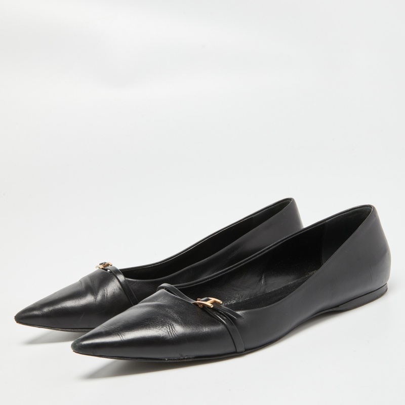 

Hermes Black Leather Laura Ballet Flats Size