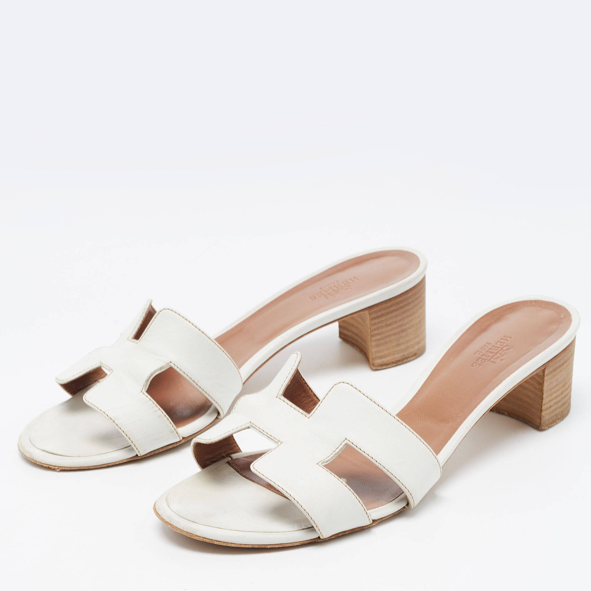 

Hermes White Leather Oasis Sandals Size