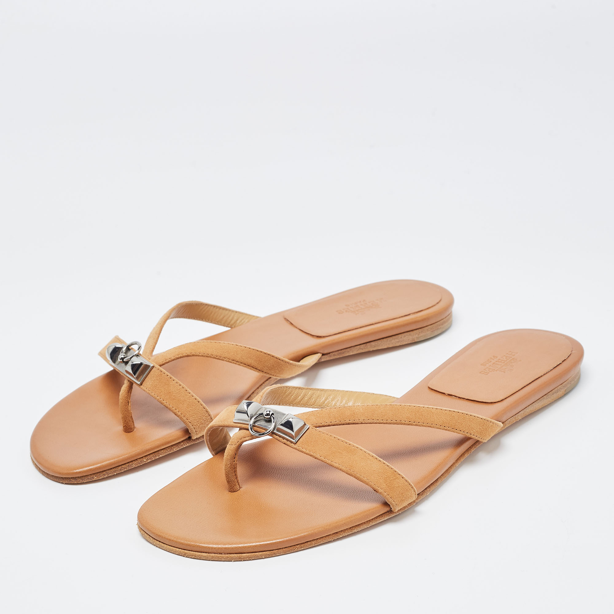 

Hermes Brown Suede Corfu Thong Flat Sandals Size