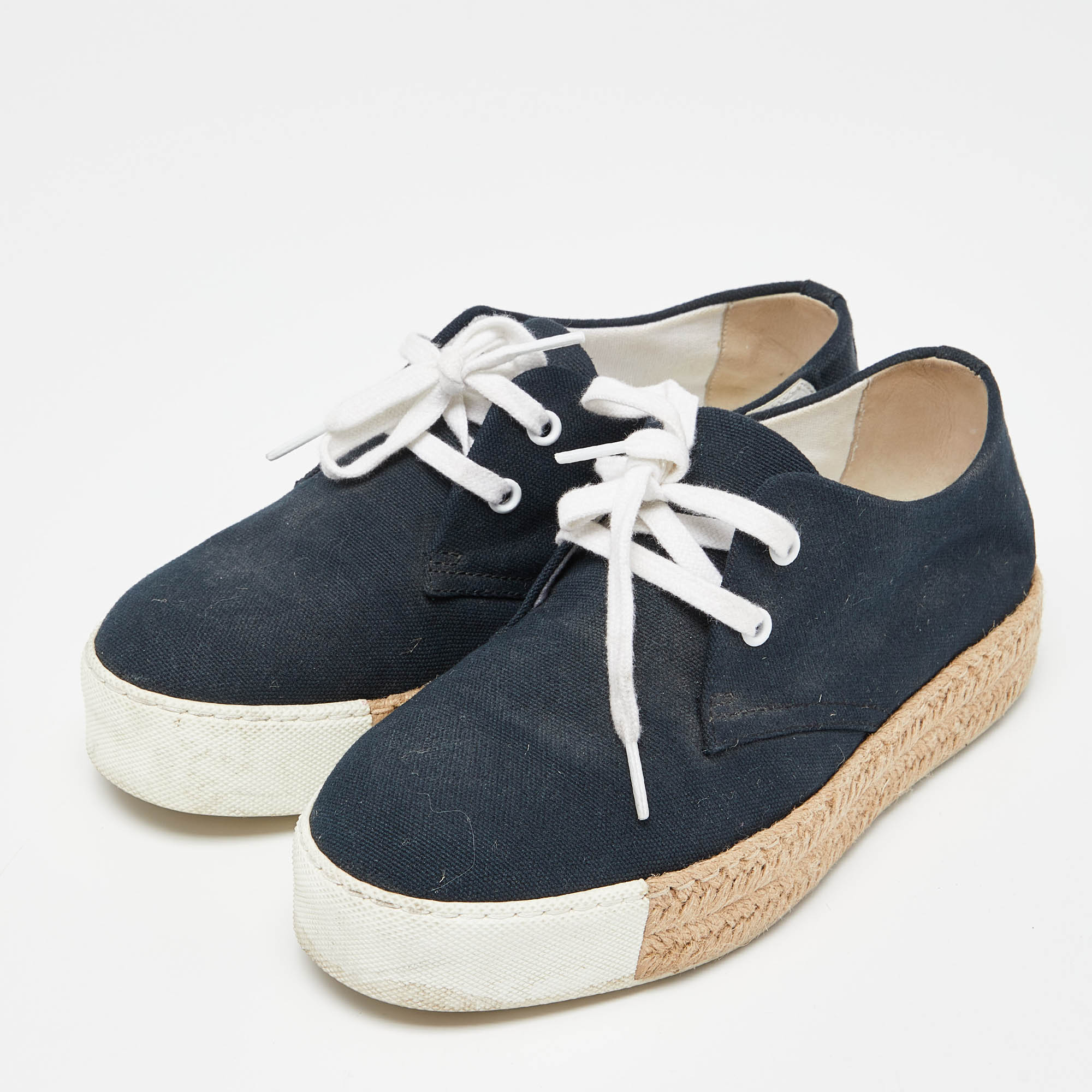 

Hermes Navy Blue Canvas Rosa Espadrille Sneakers Size