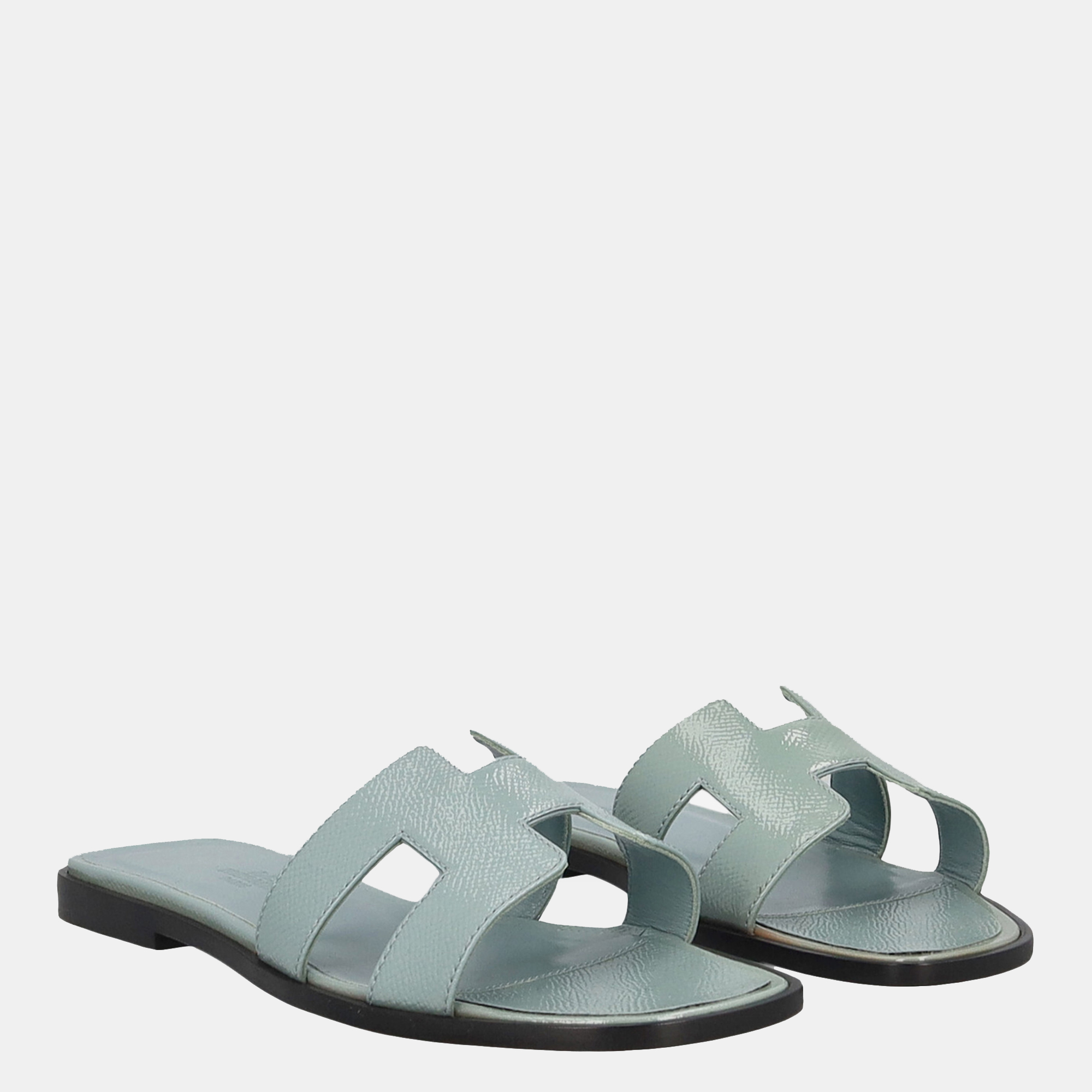 

Hermès Women's Leather Slippers - Blue - EU