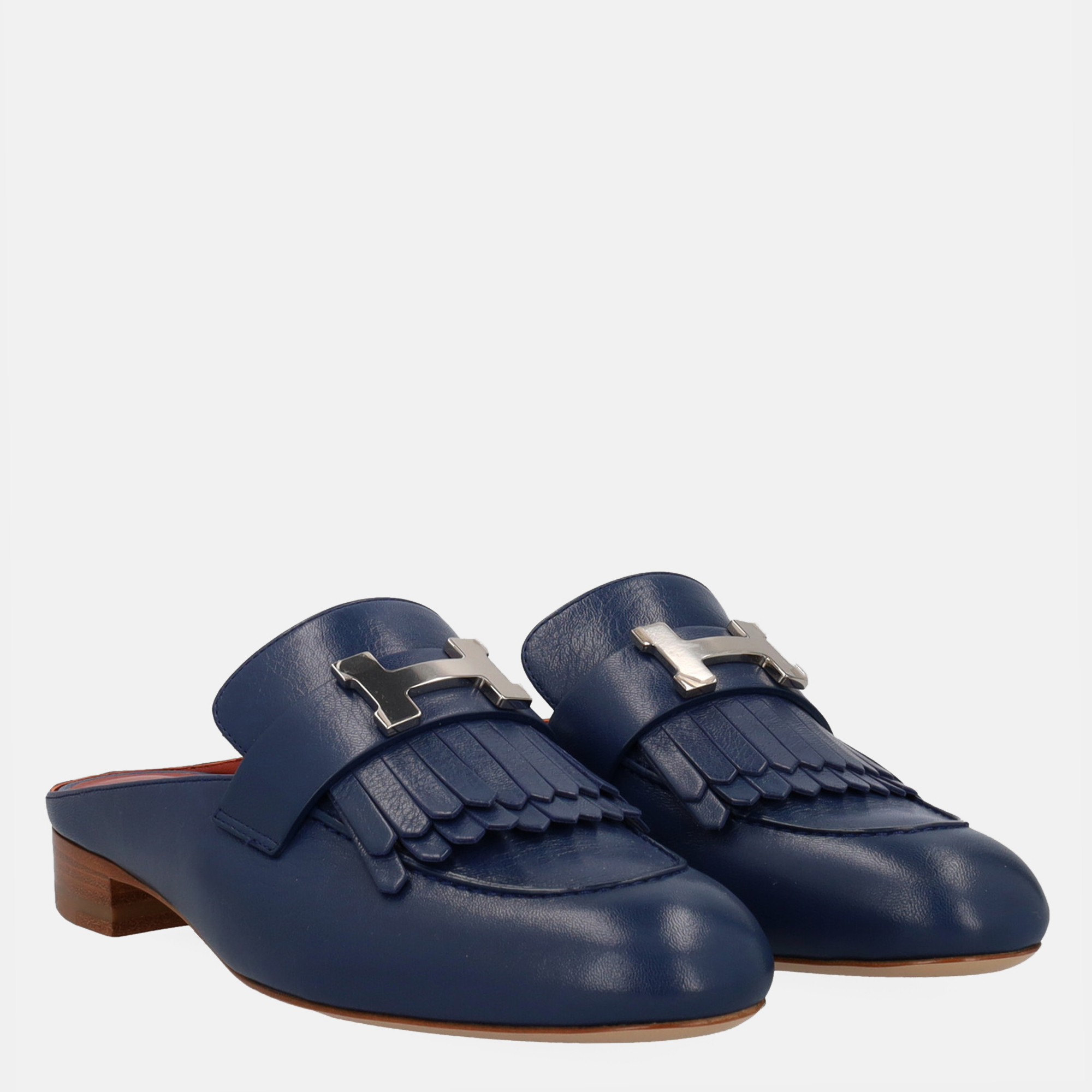 

Hermès Women's Leather Mules - Navy - EU, Navy blue
