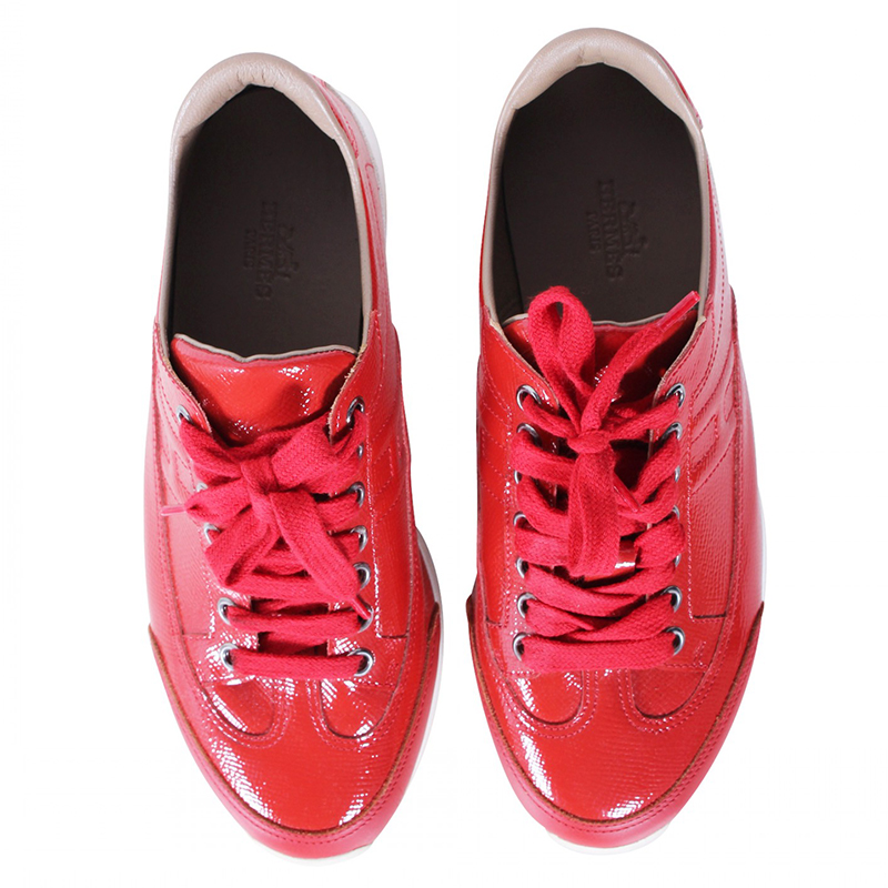 

Hermes Red Patent Leather Goal Sneakers Size