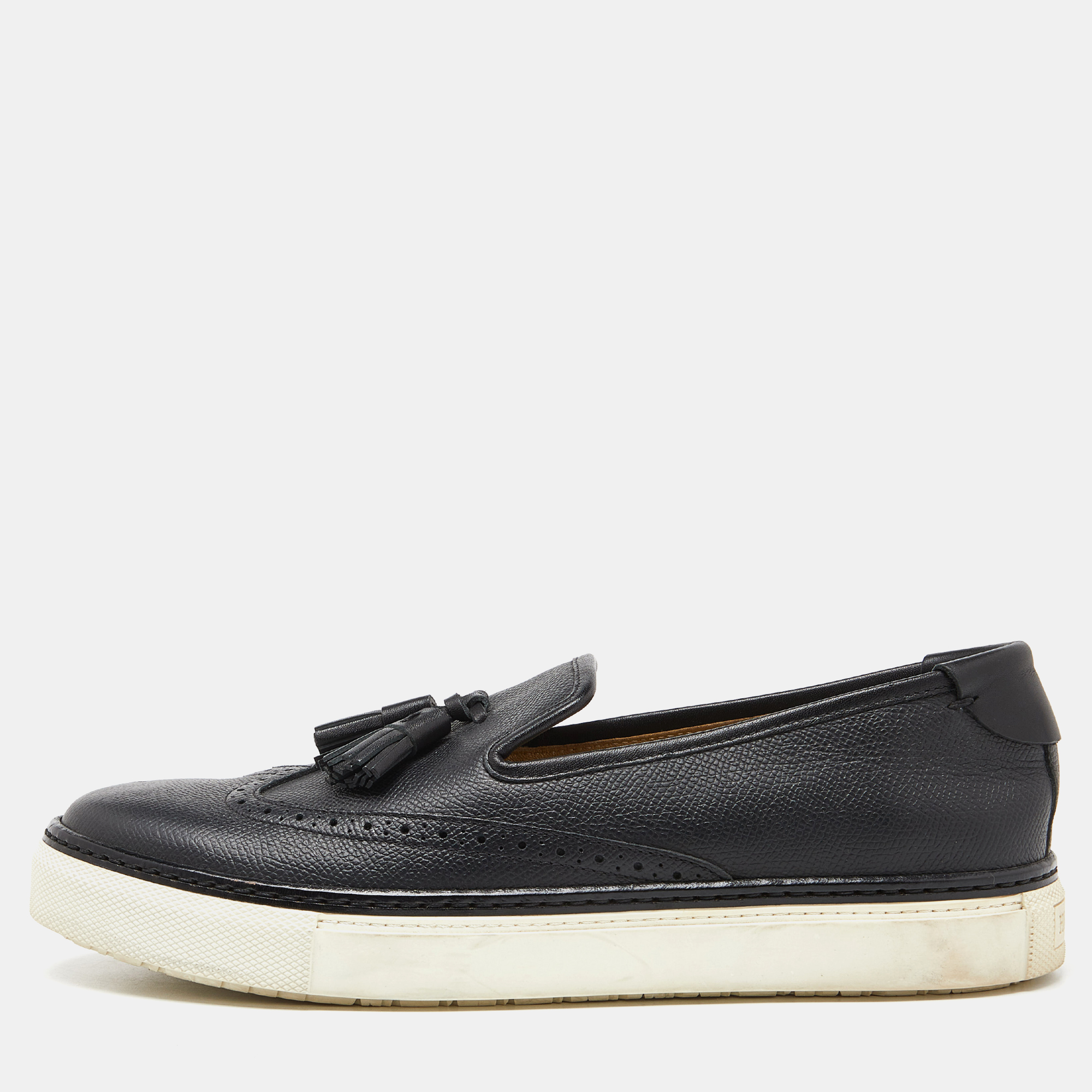 

Hermes Black Brogue Leather Tassel Slip On Sneakers Size