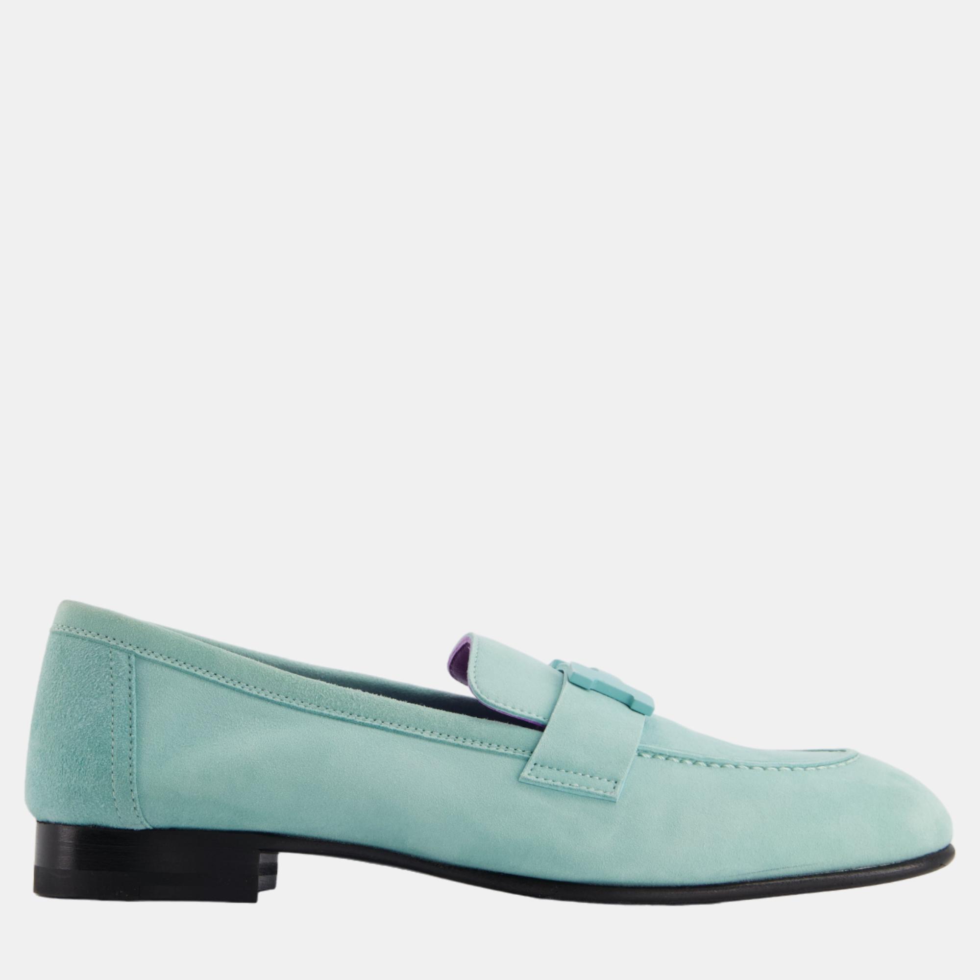 

Hermes Suede Paris Loafer in Vert Embrun Size, Blue