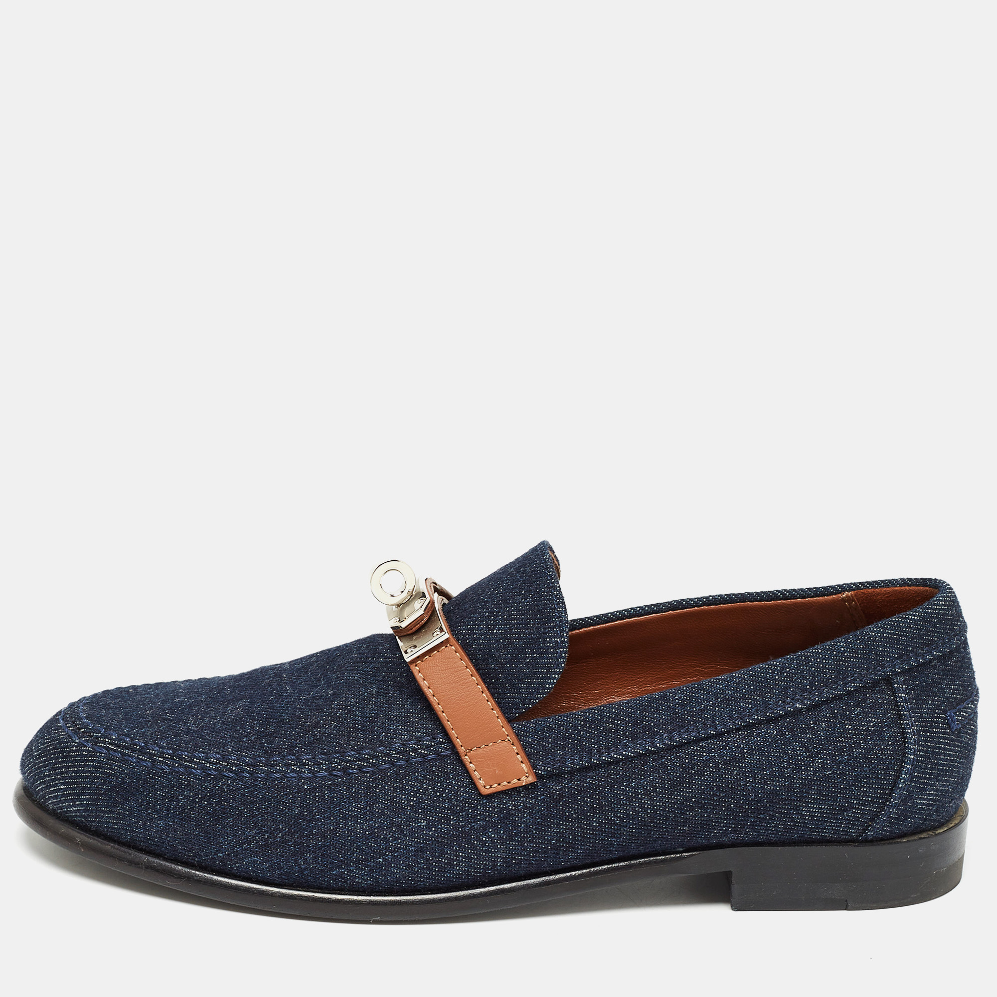 

Hermès Blue Denim Destin Loafers Size