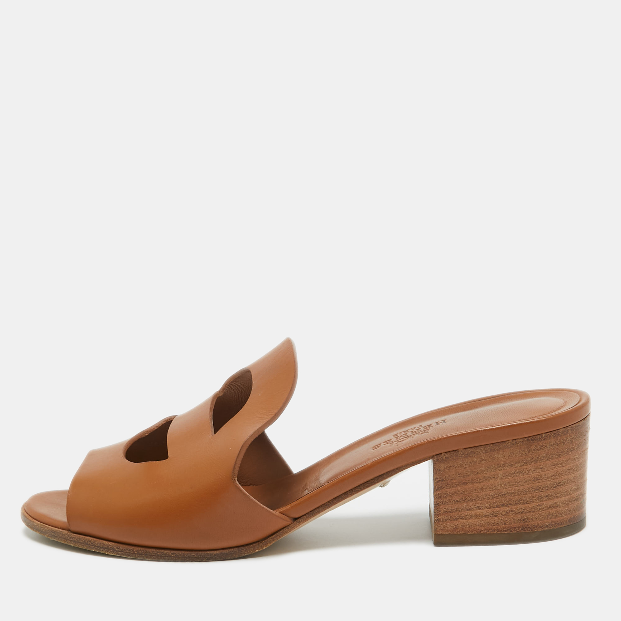 

Hermes Tan Leather Mona Sandals Size