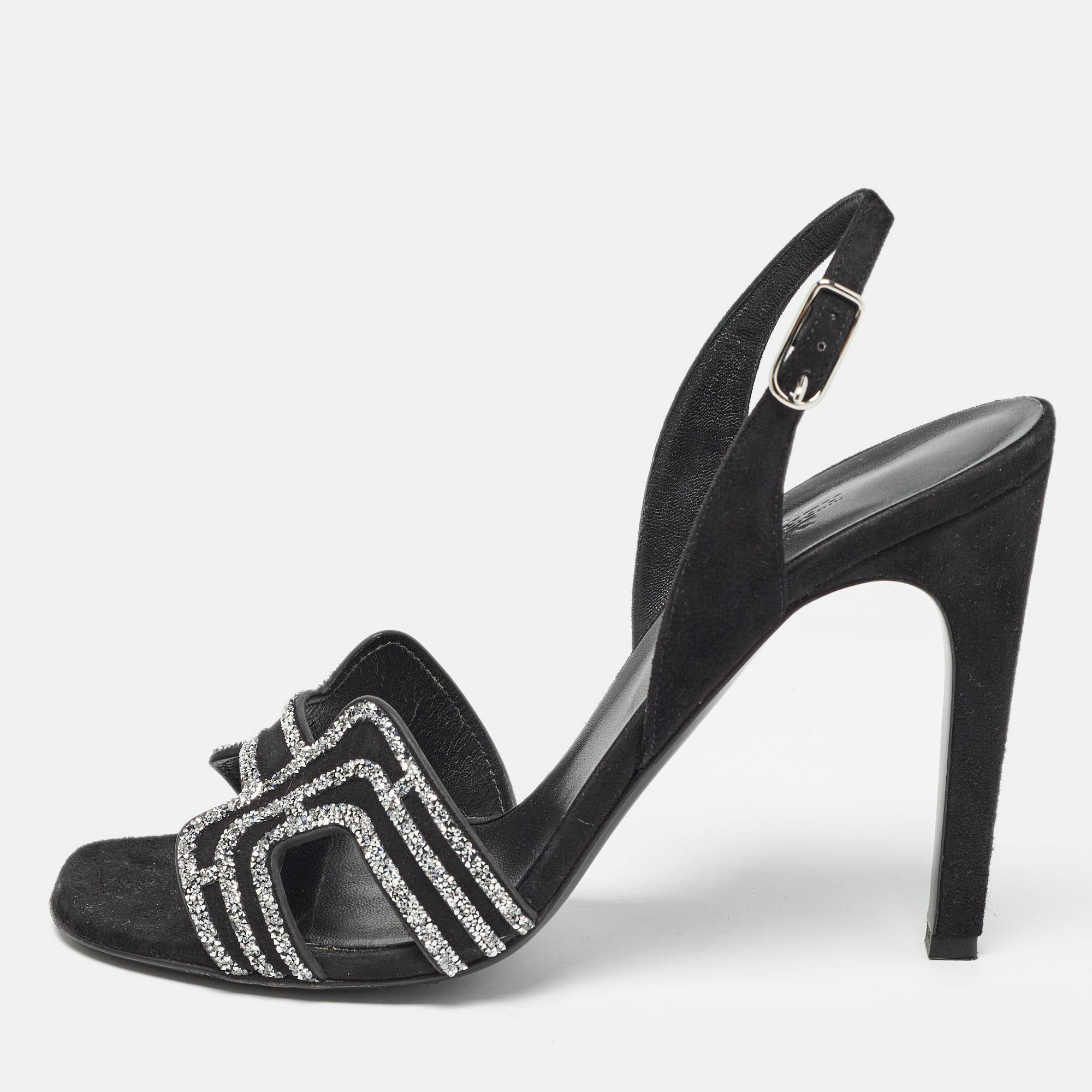 

Hermes Black Suede Ella Sandals Size