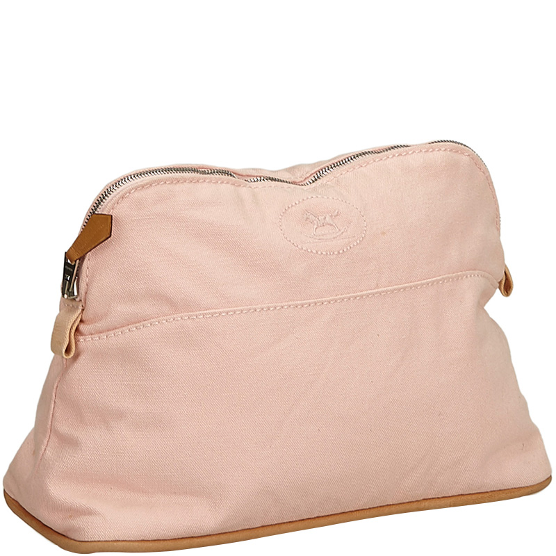 

Hermes Pink Cotton Bolide Travel Case