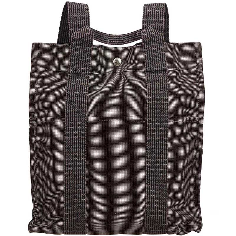 Hermes Dark Gray Canvas Herline Backpack PM Travel Backpack
