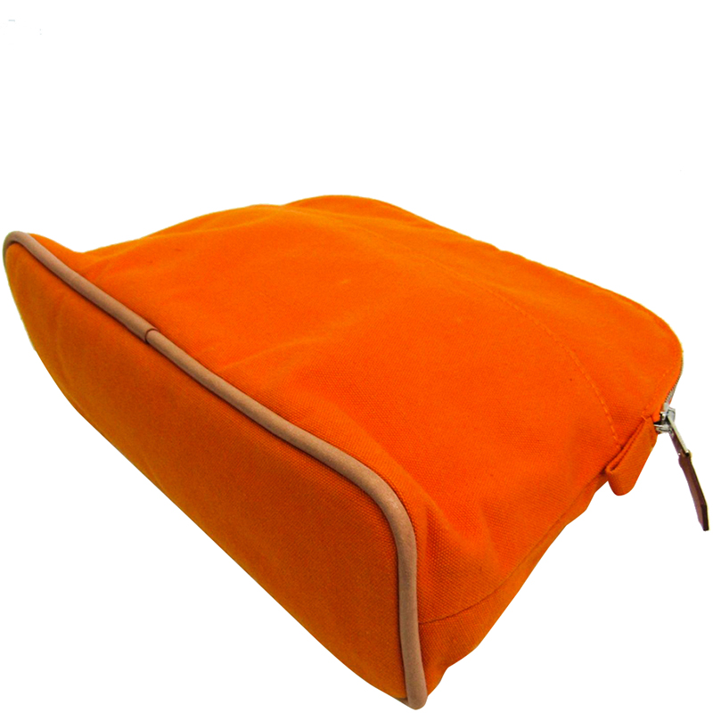 

Hermes Orange Cotton Medium Bolide Travel case