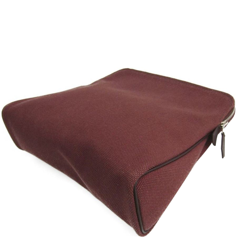 

Hermes Havane Canvas Heeboo Travel Case, Red