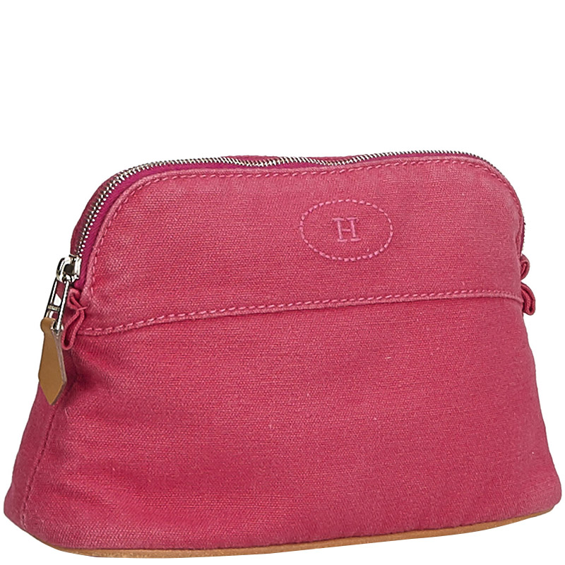 

Hermes Pink Cotton Bolide Travel Case