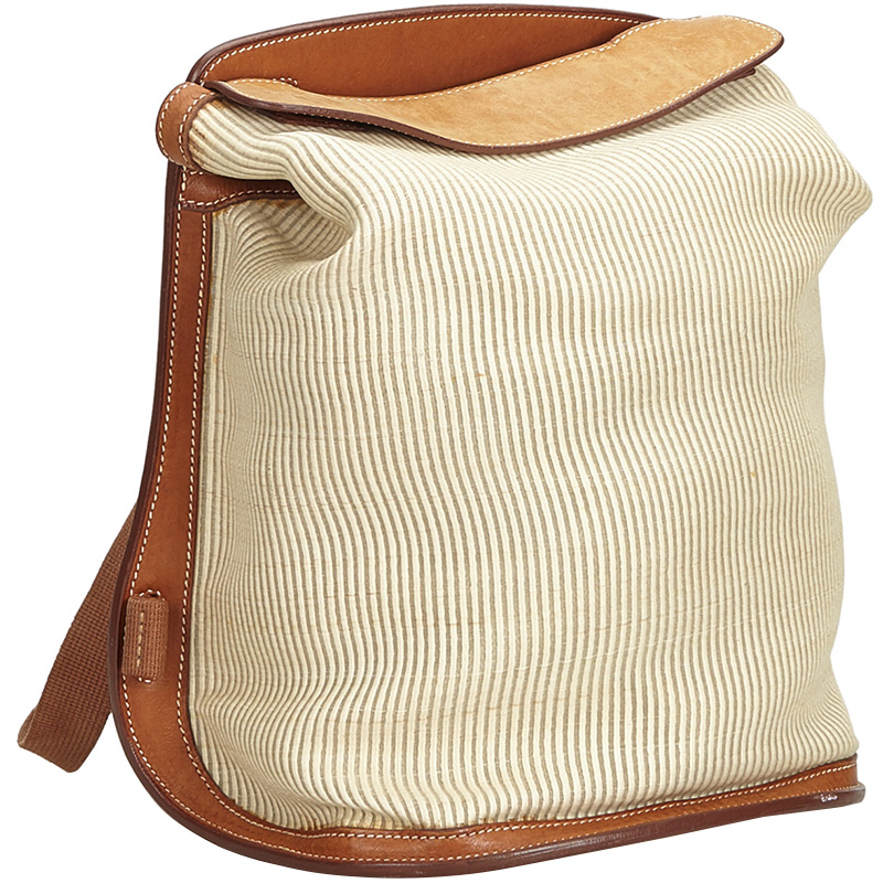 

Hermes White Canvas Sherpa Backpack