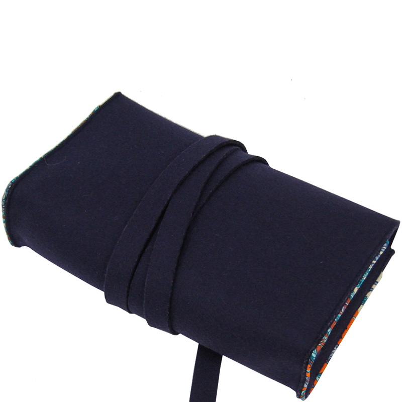 

Hermes Navy Blue Felt Travel Jewelry Case