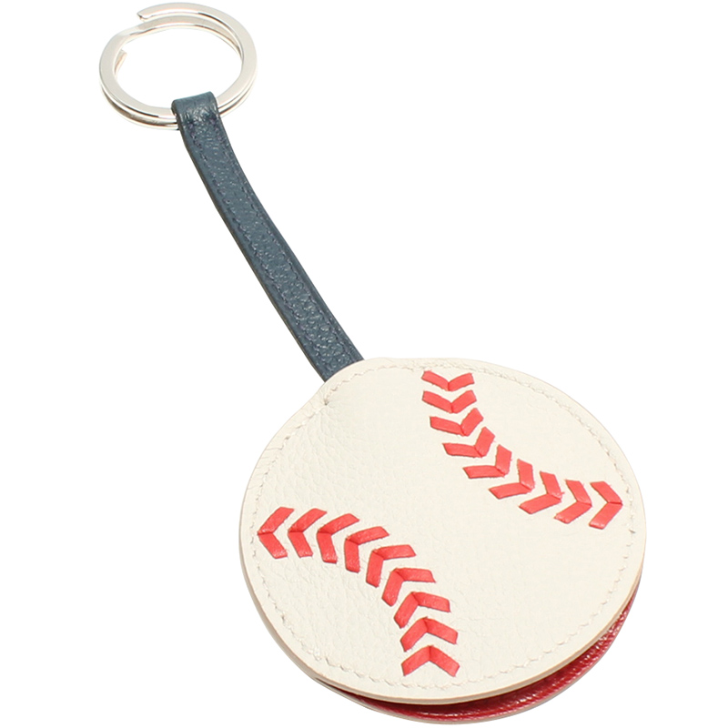

Hermes White Leather Baseball Key Ring