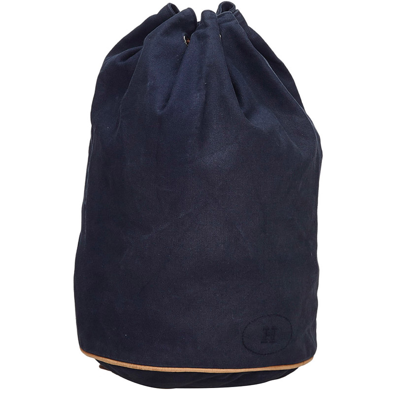 

Hermes Blue Canvas Sac Polochon Mimile Drawstring Backpack