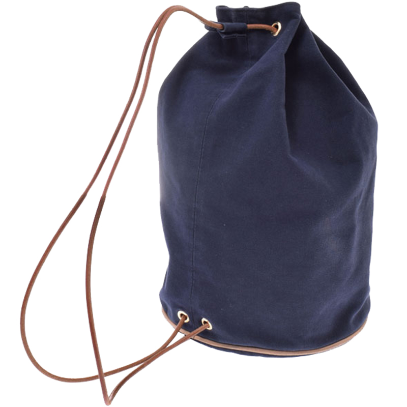 

Hermes Navy Blue Canvas Shoulder Bag