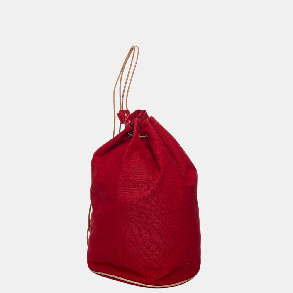 

Hermes Red Polochon Mimile Canvas Backpack