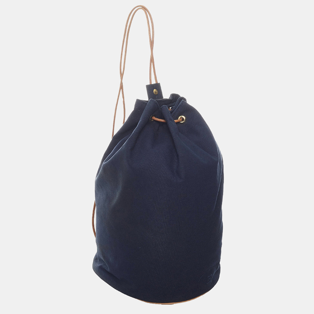 

Hermes Blue Polochon Mimile Canvas Backpack