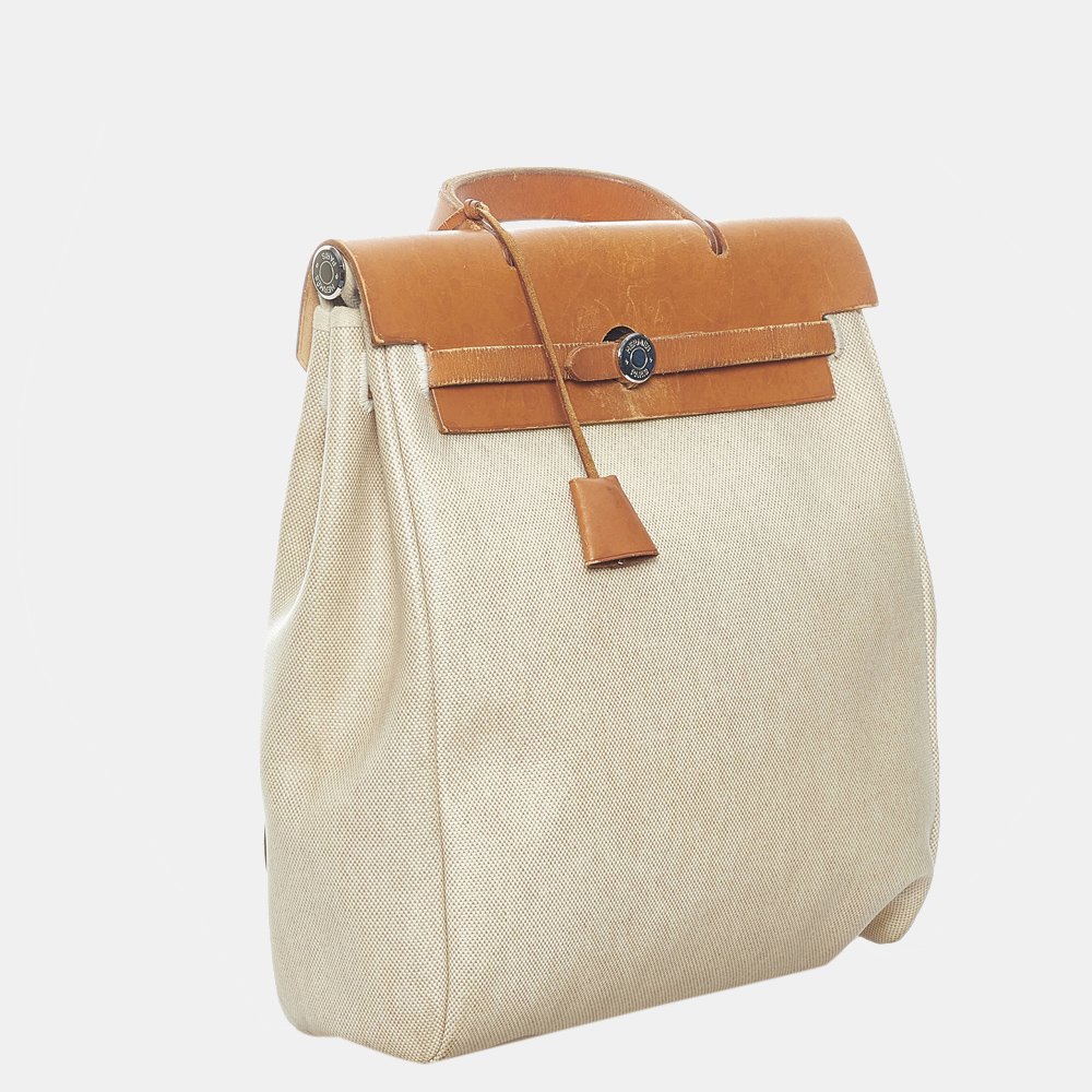 

Hermes Beige/Brown/Orange Herbag Canvas Backpack