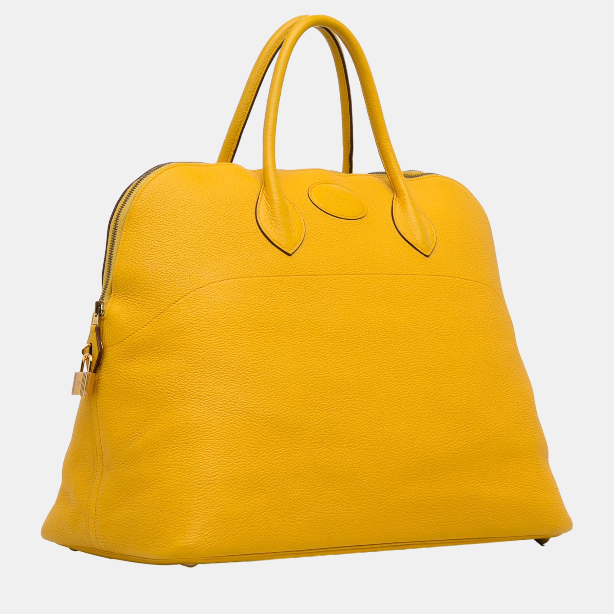 

Hermes Yellow Taurillon Clemence Bolide 45
