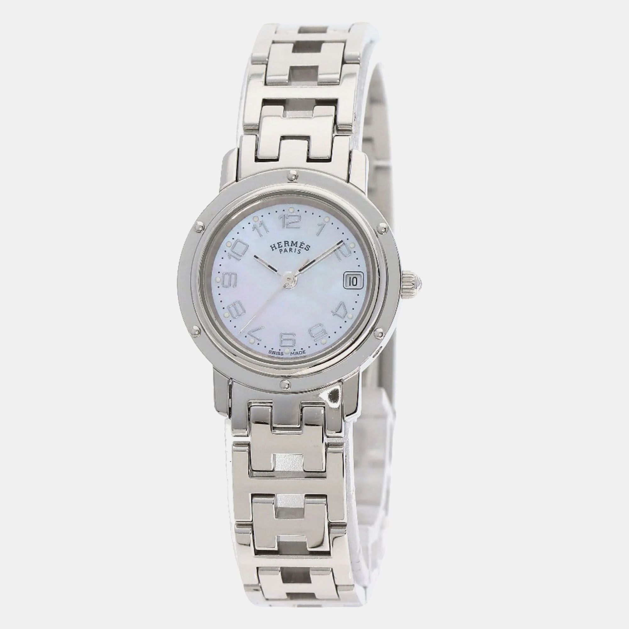 

Hermes Silver Stainless Steel Clipper CL4.210 Quartz Women's Wristwatch 29 mm