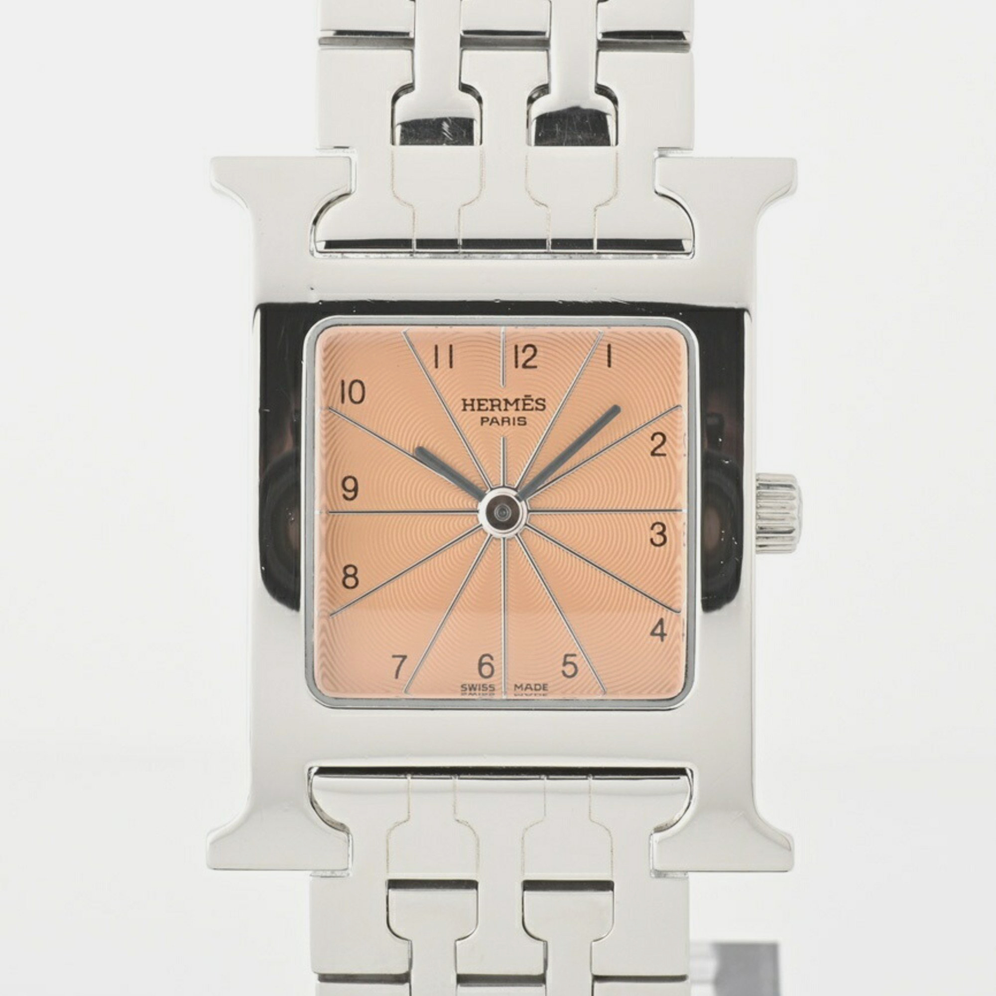 

Hermes Pink Stainless Steel Heure H HH1.210 Quartz Women's Wristwatch 21 mm