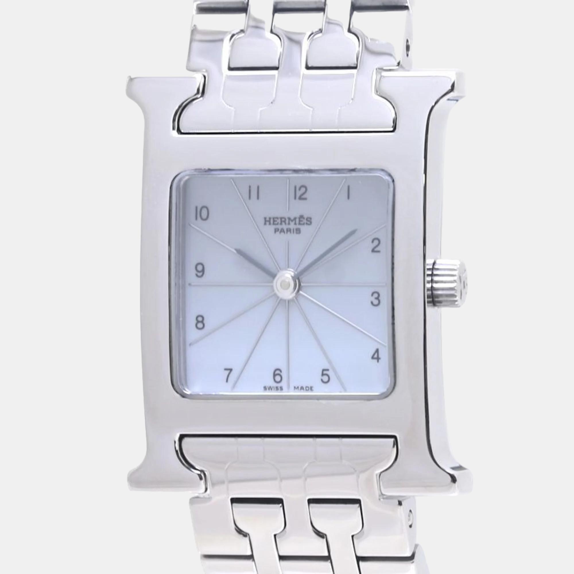 

Hermes Blue Stainless Steel Heure H HH1.210 Quartz Women's Wristwatch 21 mm