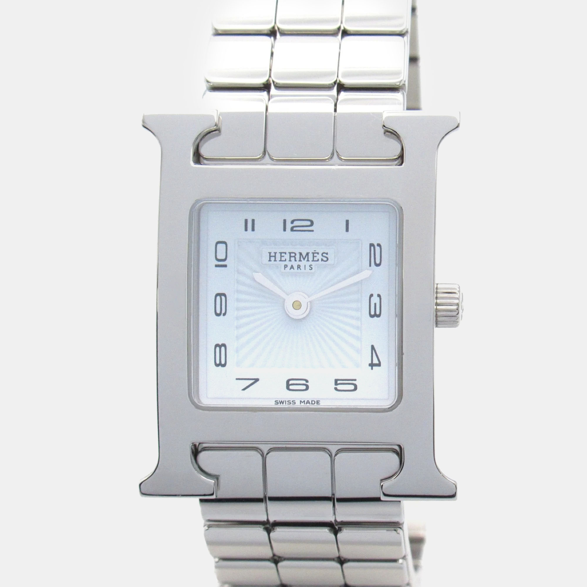 

Hermes White Stainless Steel Heure H Quartz Women's Wristwatch 21 mm