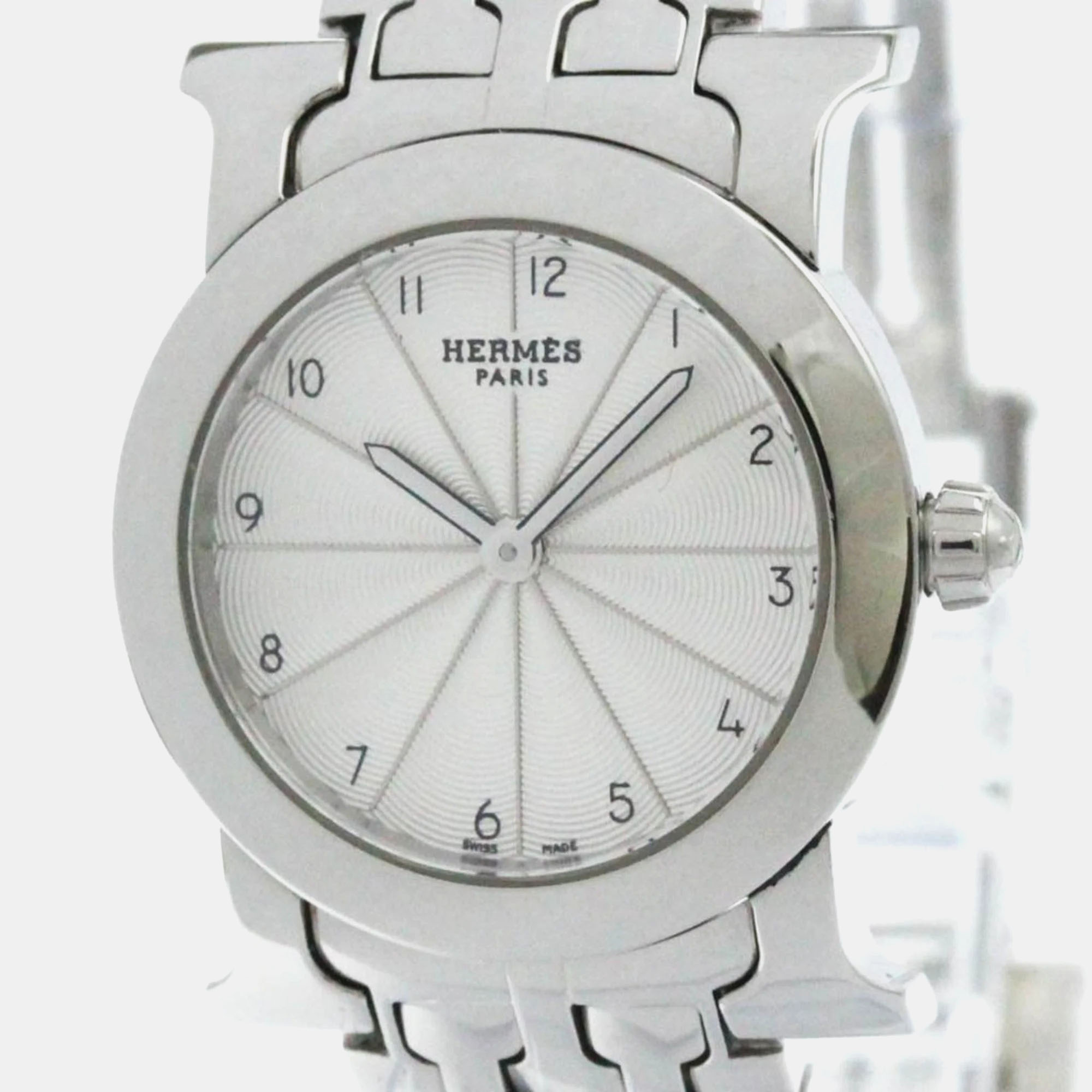 

Hermes Silver Stainless Steel Heure H Quartz Women's Wristwatch 25 mm