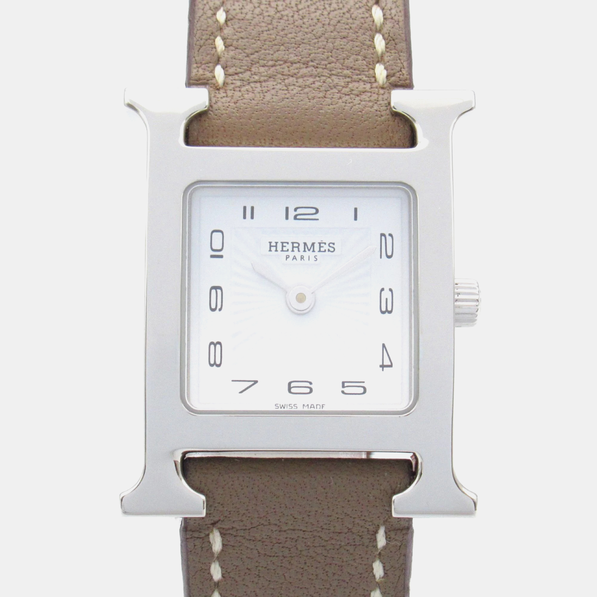 

Hermes White Stainless Steel Heure H HH1.210 Quartz Women's Wristwatch 21 mm