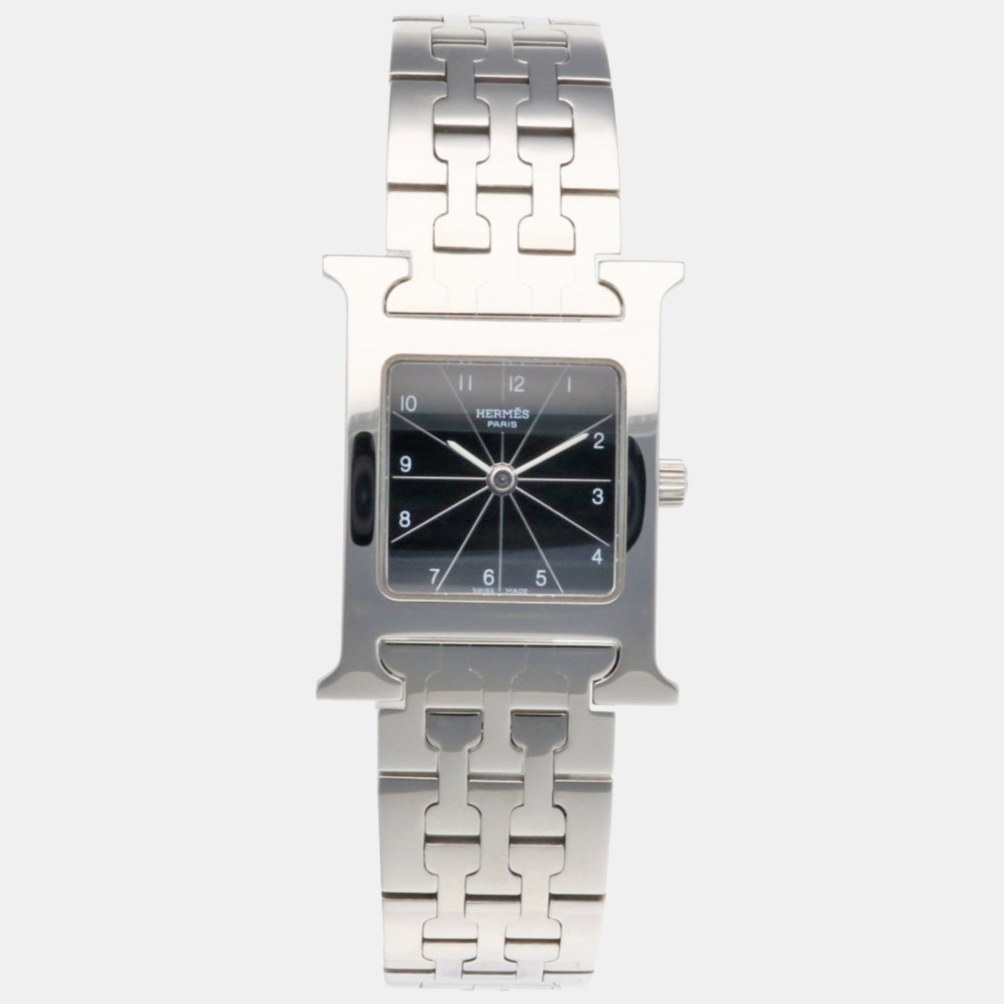 

Hermes Black Stainless Steel Heure H Quartz Women's Wristwatch