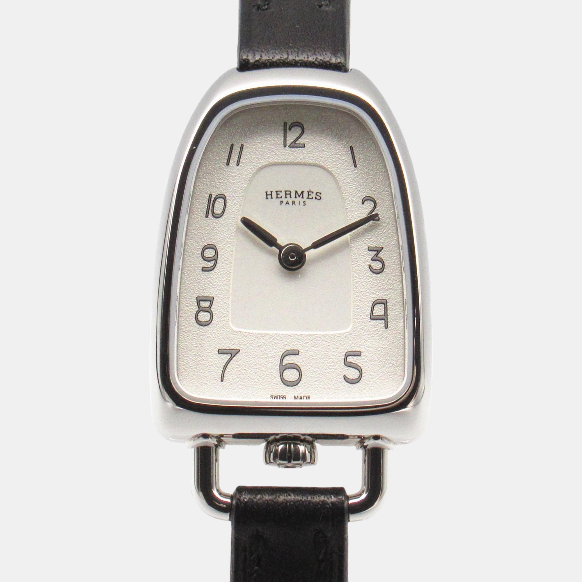 

Hermes silver stainless steel Gallop watch