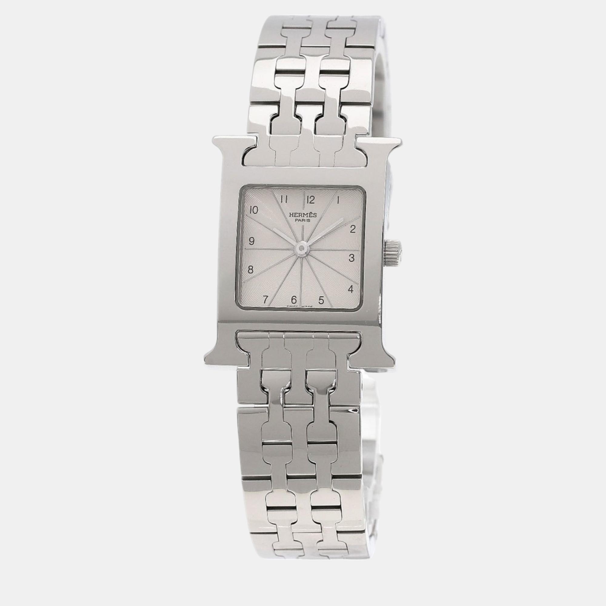 

Hermes Ivory Stainless Steel Heure H HH1.120 Quartz Women's Wristwatch 30 mm, White