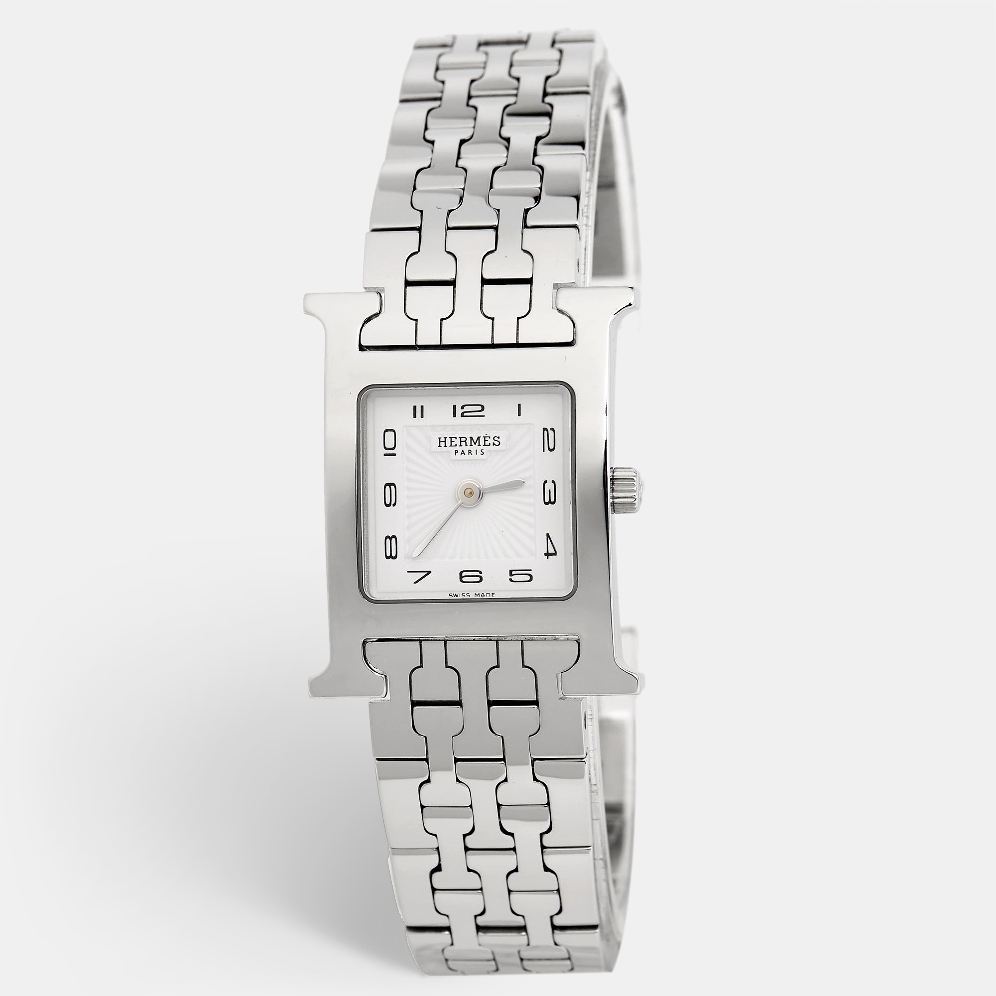 

Hermes White Stainless Steel Heure H HH1.210 Women's Wristwatch, Silver