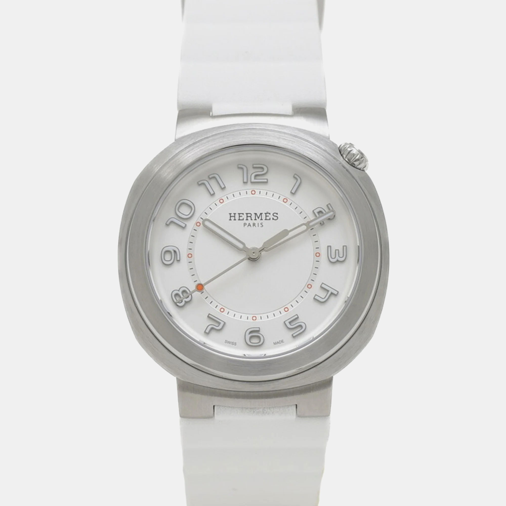 

Hermes White Stainless Steel Cut SD1.510 Automatic Women's Wristwatch 36 mm