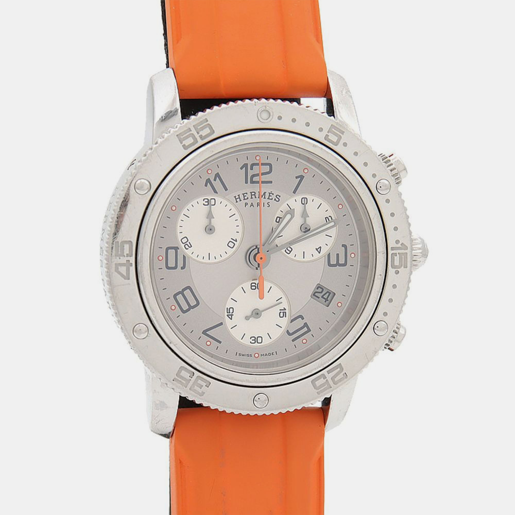 

Hermes Clipper CP2.410 Quartz Stainless Steel Men's Wristwatch 36.5 mm, Grey