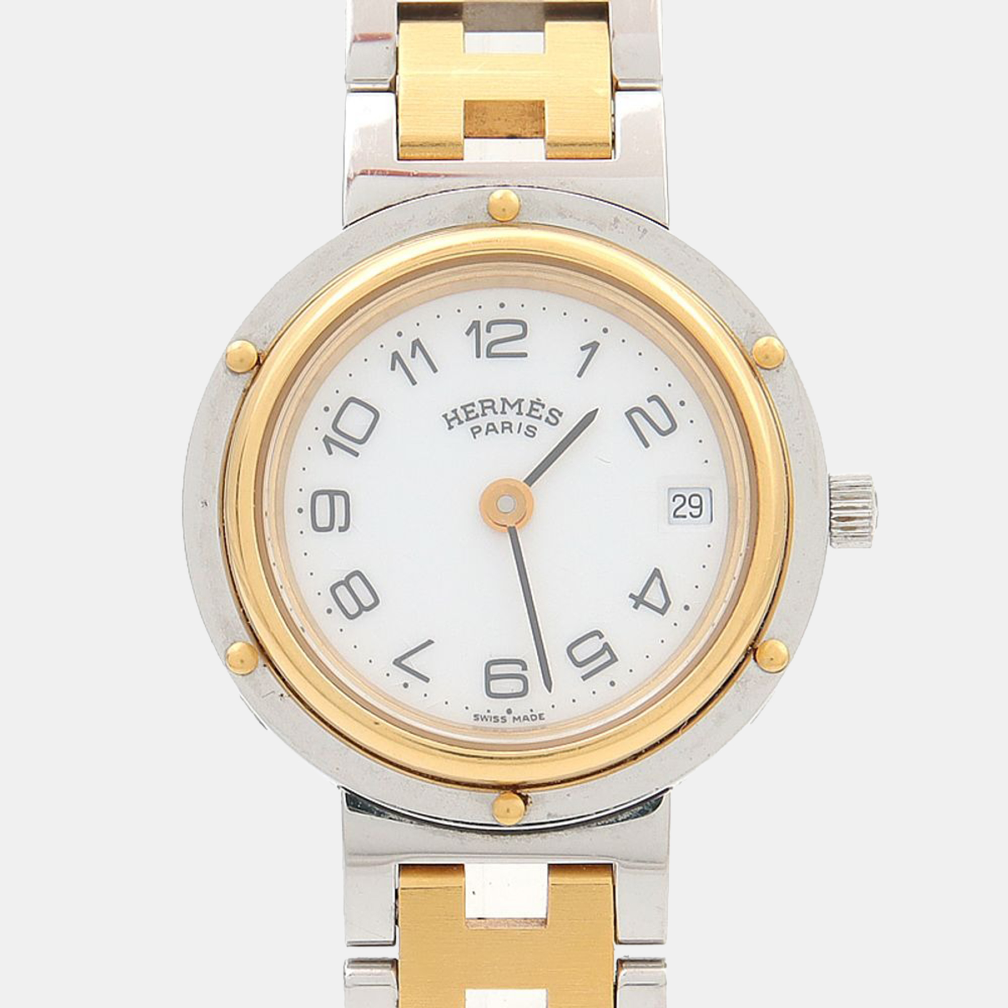 

Hermes Clipper Quartz Stainless Steel Women's Wristwatch 24 mm, White