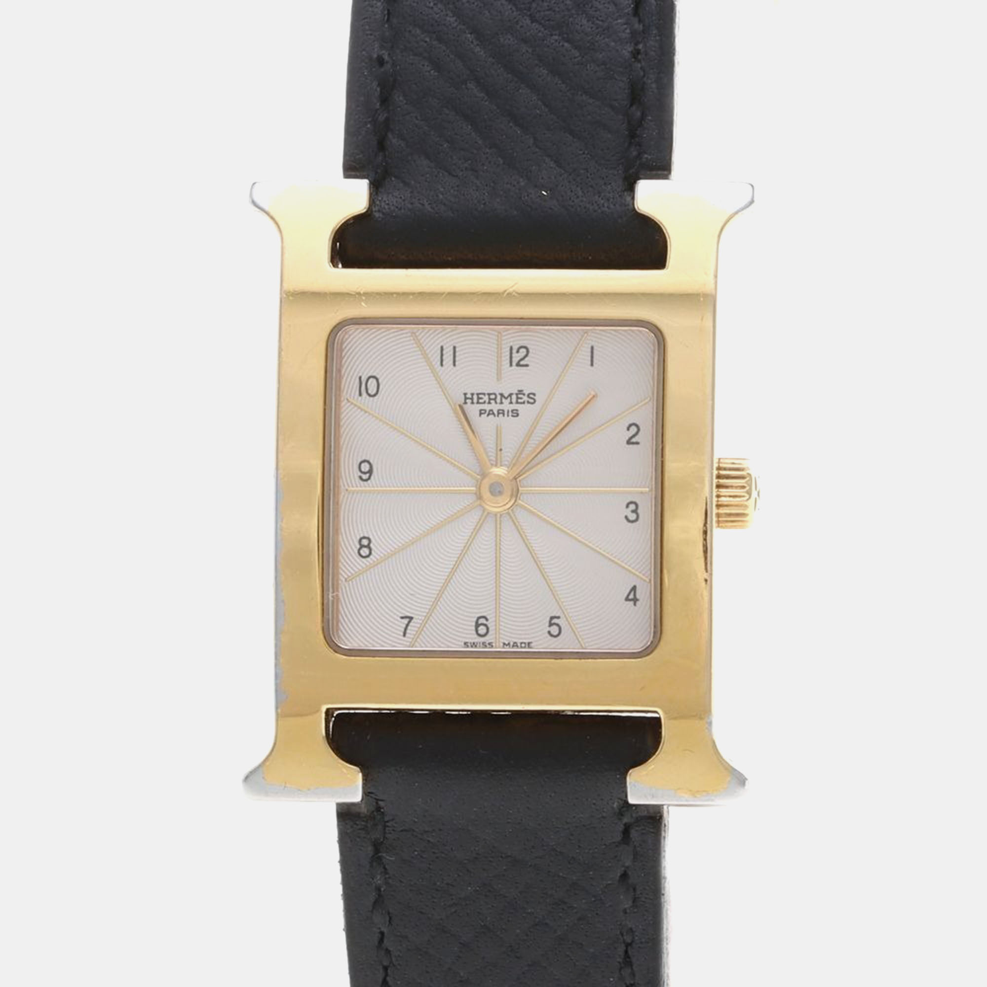Hermes Heure H HH1.201 Quartz Yellow Gold Plated Stainless Steel Women's Wristwatch 21.5 mm