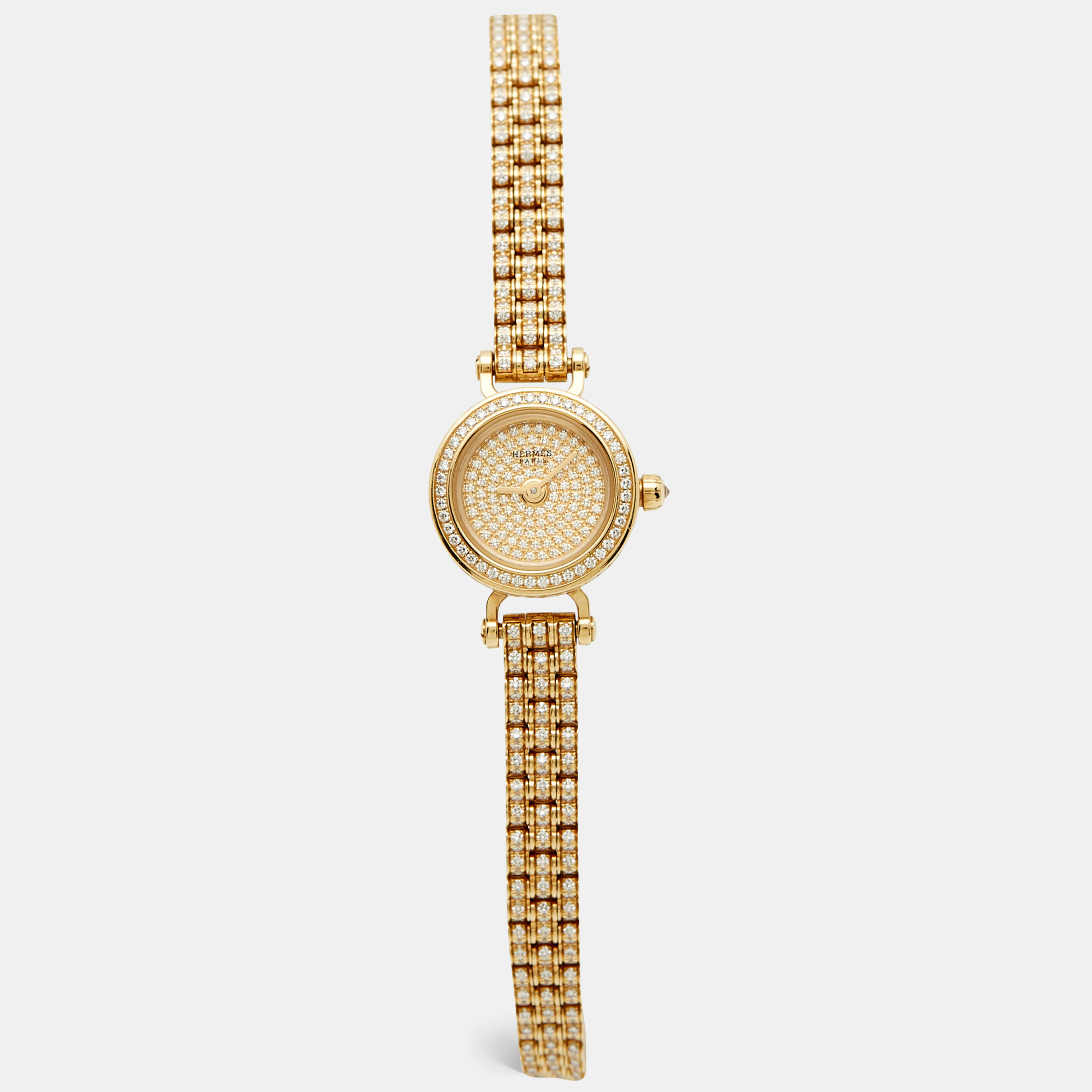 

Hermes Faubourg Joailliere FG3.186 Diamond Pave Dial, Gold