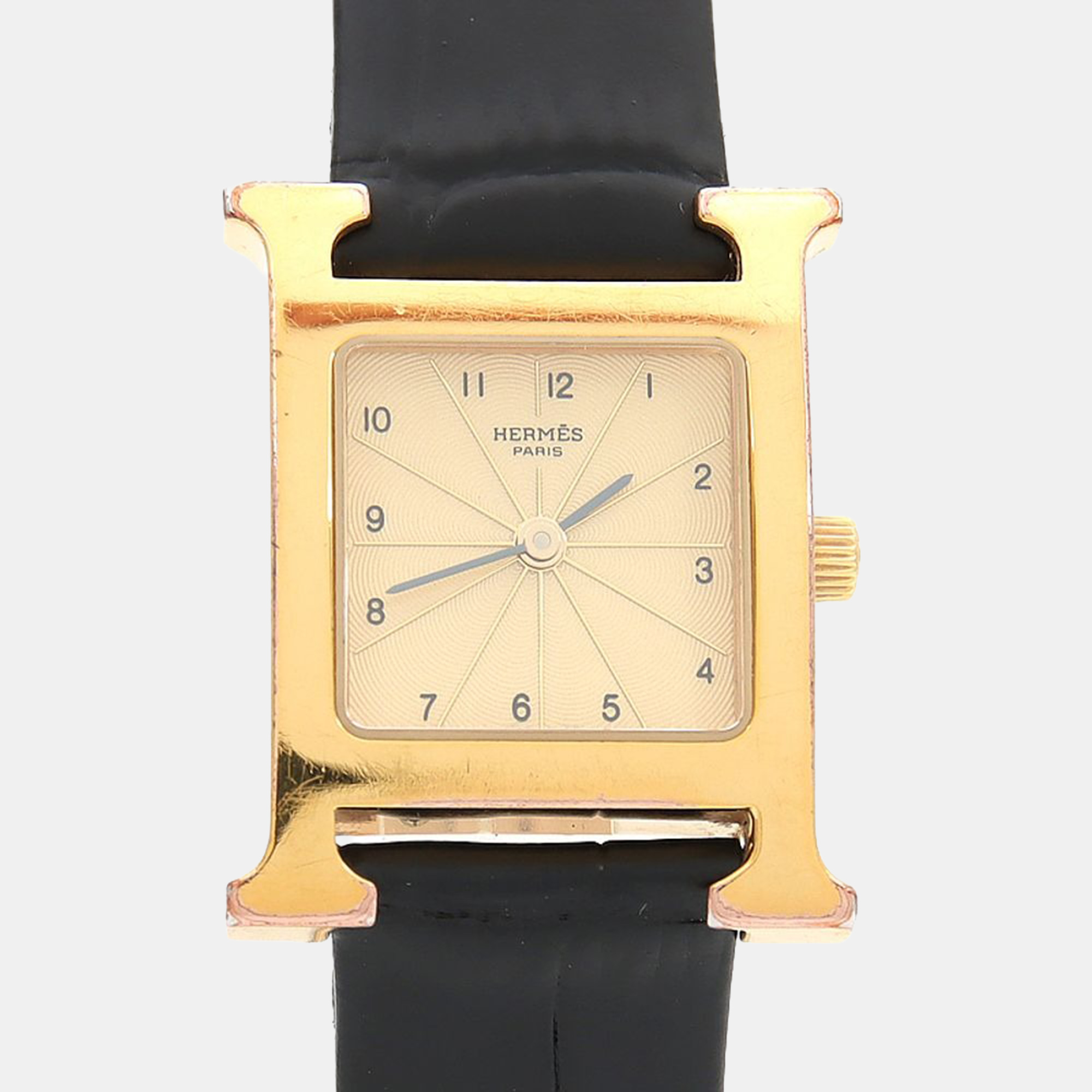 Hermes Heure H HH1.201 Quartz Gold Plated Stainless Steel Womens Wristwatch 21 mm